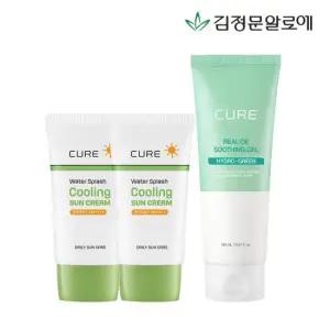 [김정문알로에] 큐어 쿨링선크림 40ml 2개+수딩젤150ml 1개