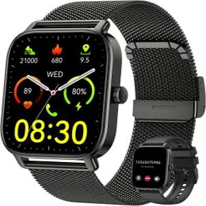 여성 남성 피트니스를 위한 스마트 워치 방수 만보계 시계 스텝 SpO2 폰용 응답 삼성 안드로이드 심박수