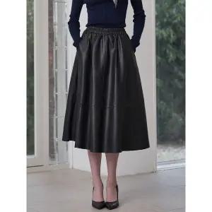 [하프클럽/]절개 라인 페이크 레더 밴딩 스커트 MM10SK470FCY