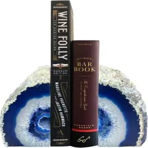 AMOYSTONE 내추럴 블루 에이게이트 지오데 북엔드 선반용 장식용 작은 책을 위한 스태커블 북 스토퍼