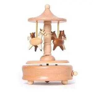 엔틱 원목 우드오르골 회전목마 태엽 멜로디 뮤직박스 감성소품 조카 어린이집
