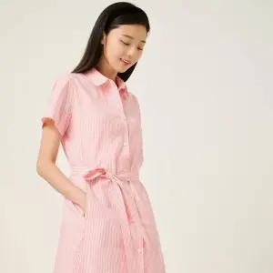 빈폴 레이디스 스트라이프 텍스처 반소매 원피스 - 라이트 핑크 BF5771C02Y 국내매장판 1651322