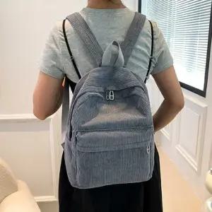 코듀로이 미디움 백팩 앞포켓 직장인 학생 패션가방 여행가방 학원가방 USB가방