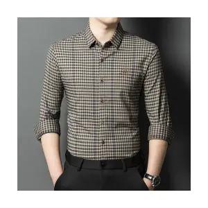 코아픽샵 남성용 캐주얼 키작남 도톰 봄가을 체크 기모 셔츠 꾹3