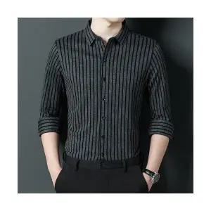 코아픽샵 남친 춘추 캐주얼 키작남 체크 셔츠 양털 긴팔 슬림핏 스트라이프 꾹3