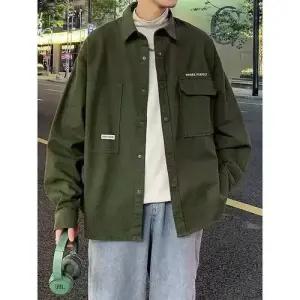 록쉬블몰 남자 캐주얼 가을 봄 카디건 재킷 솔리드 셔츠 긴팔 HO3