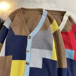 야무치 남친 니트 빈티지 카디건 커플 봄가을 데일리룩 브이넥 스웨터 KUK3