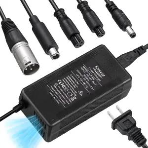 냉각 시스템이 장착된 42V 2A 고속 배터리 충전기 - 36V 리튬 배터리용 5플러그 범용 교체 젯슨 고트락스