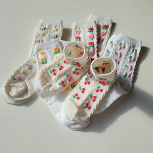 튤립 5종세트 데일리 아동양말 어린이집 유치원 초등학생 주니어 자매룩 꽃양말 자수