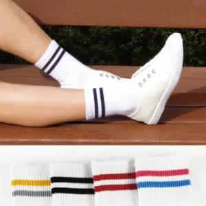 여성 더블 스트라이프 중목 양말 8켤레