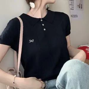 ( )여성 여름 반팔 니트 썸머 카라 티셔츠 블랙