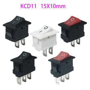소형 로커 스위치 미니 소형 보트 ON OFF 스냅 시소 KCD11 6A 125V 3A 2 핀 3 10x15mm 5 개