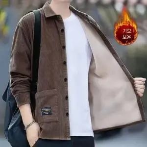 록쉬블몰 남자 캐주얼 가을 코듀로이 솔리드 셔츠 기모 숄카라 HO3