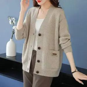 패션스타일 은창 아우터 무지 점퍼 니트 외투 카라 와플 베이직 가디건 잠바 봄 가을 루즈핏