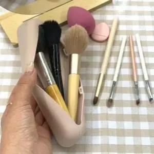 방수 베이지 색상 메이크업 실리콘 파우치 화장품 소지품 케이스