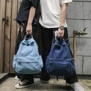 유행 캐주얼 앞주머니 데님 백팩 가방