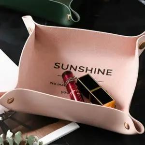 수납 트레이 대형 화장품 정리함 다용도 가죽 소품