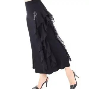 여성 댄스 연습복 플레어 댄스복 폴리에스터 여성 라틴 댄스 스커트 자이브 차차 라인 프릴