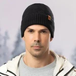 방한모자 겨울용 니트 아가일 기모 비니 여자