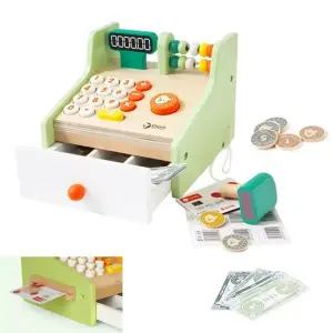 4살 경제놀이 원목 돈통 바코드 마트 계산대 발달완구 어린이날선물 역할놀이 거스름돈계산