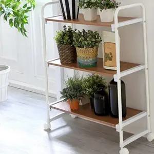 거실 선반 다용도 원목 수납 3단 선반 진열장 조립식 바퀴형 수납장 이동식 베란다 주방 화분 침실 간이