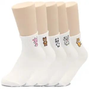 여성 10켤레 단목양말 양말 발목 이모티콘 흰