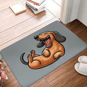 닥스훈트 테마 미끄럼 방지 도어매트 - 기계 세탁 가능, 가정 장식용 경량 폴리에스테르 러그, 침실에 적합