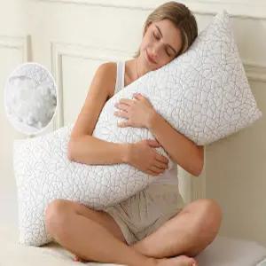 KUSNUG 파쇄 메모리 폼 전신 베개 - 냉각 탈착식 대나무 레이온 커버 + 추가 젤 소프트 펌 조절 가능 Oeko