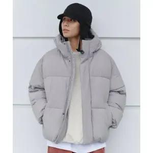 무신사스탠다드 데일리 푸퍼 후디드 숏 패딩 재킷 라이트 그레이 1631183