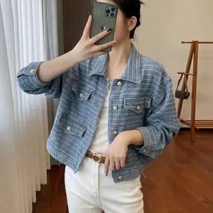 (색상 트위드자켓)트위드자켓 여성 여자 봄 간절기 아우터 점퍼 숏 자켓 봄코트 여성 여자자켓 봄자켓 숏자