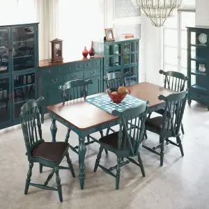 [버지니아]아메리칸 엔틱 원목 6인용식탁 코발트블루