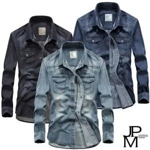 제이피엠 남자 남성 봄 가을 긴팔 데님셔츠 스냅 청남방 똑딱이 레이어드셔츠 DE03