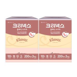 유한킴벌리 크리넥스 클래식 200매 각티슈 3개 x 2팩