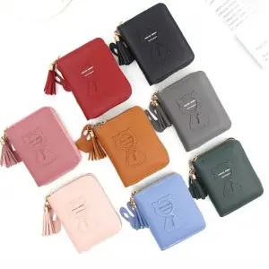 캐주얼 여성 고양이 지퍼 미니 카드지갑 동전 지갑