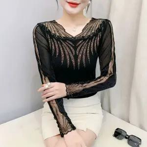 라인댄스복 화려한 라틴 댄스 사교 스포츠 스윙 시스루 상의 모던 의상 비