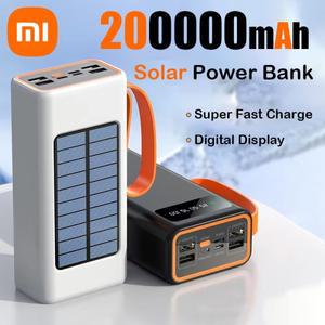 Xiaomi 200000mAh 태양 광 보조베터리 대용량 내장 케이블 iPhone Huawei 용 외장 배터리 LED 라이트