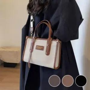 [패션] 심플 캔버스 스퀘어 여성용 토트백 스몰 크로스백