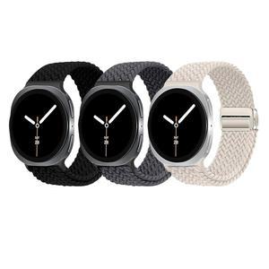 갤럭시 워치 8 40mm 44mm, 클래식 46mm, 원클릭 틈새 없는 나일론 원단 여성용 스포츠 스트랩 3팩 마그네틱 땋은 밴드