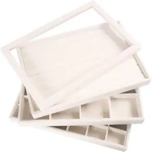 투명 뚜껑이 있는 겁쟁이 스태커블 주얼리 트레이 정리함 세트 서랍용 귀걸이 목걸이 팔찌 링 디스플레이