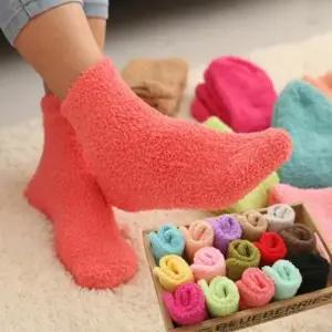 극세사양말 따뜻하고 푹신한 수면양말 남여공용 색상랜덤 5P