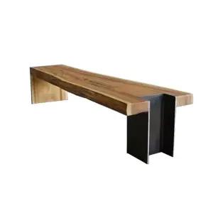 통나무벤치 철제 등받이없는 벤치의자 2인용 의자 원목 거실