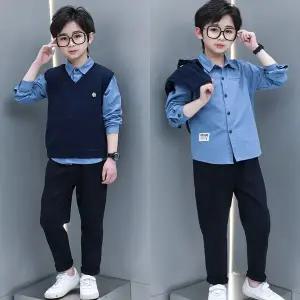 [삐삐네옷가게]남아 주니어 정장 셔츠 바지 베스트 3종 초등학생 세트 상하