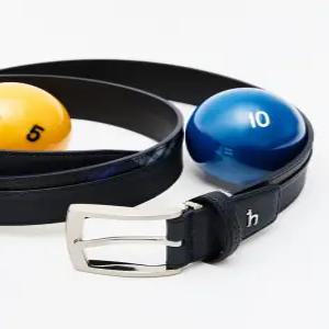 헤지스 액세서리 남성 24FW [스테디셀러] 네이비 체크배색 소가죽 벨트 WUBE4F021N2