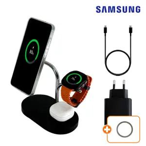 삼성 정품 3in1 갤럭시 폴드7 무선 충전기 맥세이프 qi2 거치대 초고속 핸드폰 갤럭시 S25 울트라 워치 충전독 45W+링세트