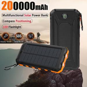 200000mAh 야외 태양 광 보조베터리 방수 대용량 여행 휴대 휴대폰 충전기 캠핑을