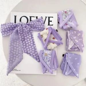 부드러운 쉬폰 스카프 여성 미니 배색 레이어드 스카프 봄머