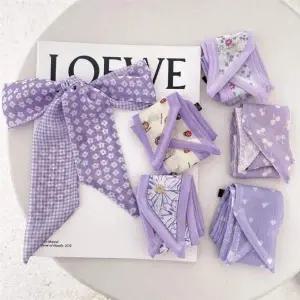 부드러운 쉬폰 스카프 여성 미니 배색 레이어드 스카프 봄머