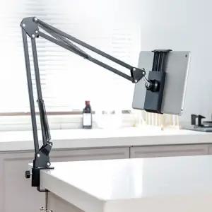 집게형 거치대 폰거치대 자바라 관절 높이조절 클램프거치대 태블릿용 용스탠드 핸드 패드 갤럭시탭 탠드