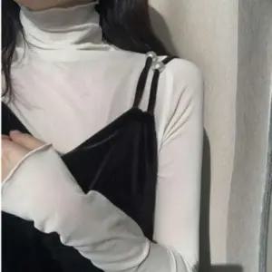 러블리 레이어드 시스루 블라우스 이너 폴라 긴팔 티셔츠