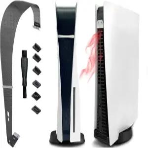 PS5 콘솔용 브라크노바 먼지 커버 네트 - 실리콘 클립 패스너로 플레이스테이션 5(디스크 및 디지털)용